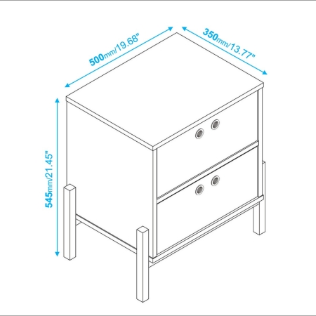 זוג שידות לילה עם 2 מגירות דגם EVA מבית BRADEX