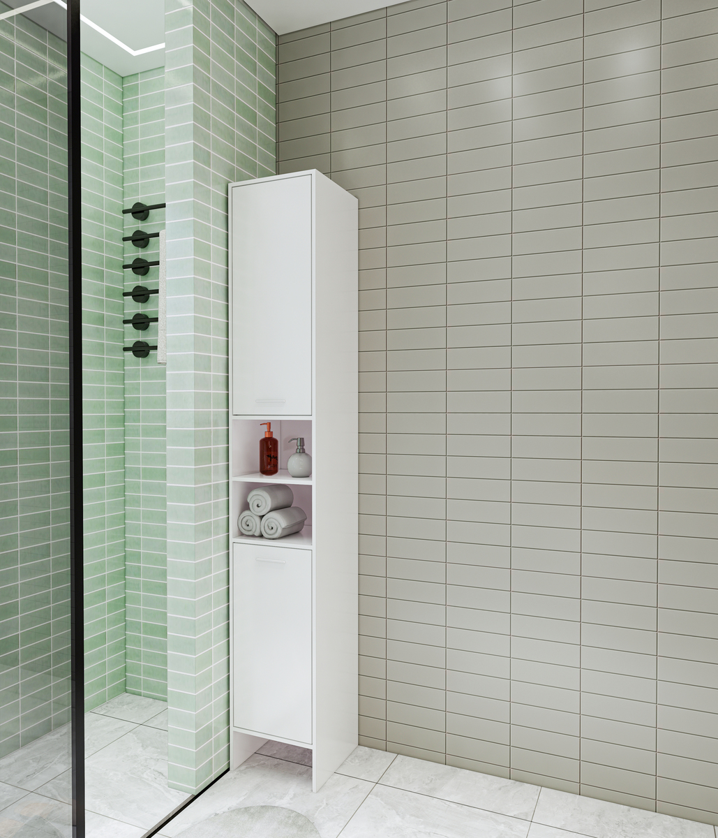 ארון אמבטיה/שירות גבוהה 2 דלתות 8 מדפים דגם BA1905 מבית Ramos