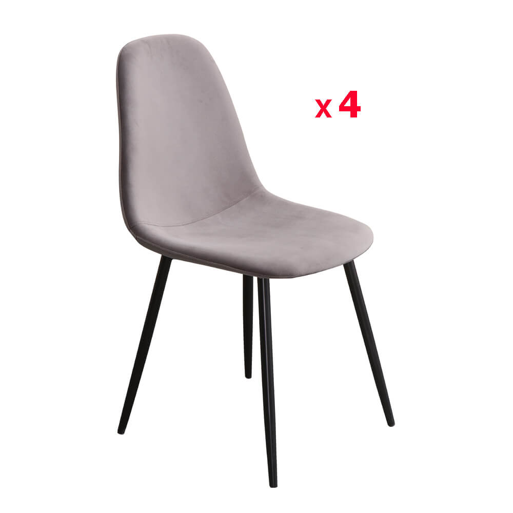 סט 4 כסאות אוכל מרופדים בד קטיפתי דגם כרמל מבית HOME DECOR