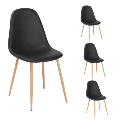 סט 4 כסאות אוכל מרופדים דמוי עור דגם כרמל מבית HOME DECOR