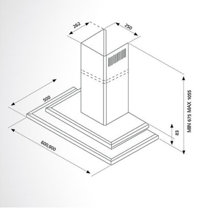 קולט אדים ארובה שטוח 60 ס״מ דגם PLANETA 60 מבית Bompani