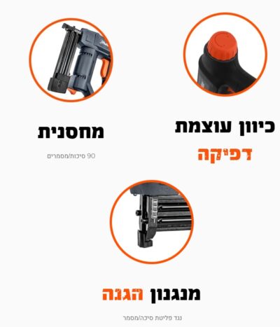 אקדח סיכות ומסמרים נטען 18V - גוף בלבד דגם 102102-004 מבית Hunter