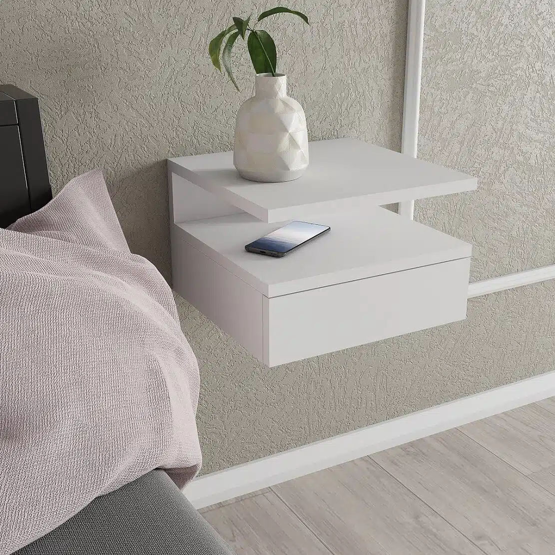 שידת לילה צפה לתליה על קיר דגם NESLI מבית Tudo Design שידת לילה צפה לתליה על קיר דגם NESLI מבית Tudo Design