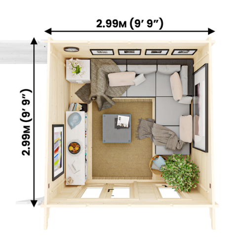 מחסן עץ עם גזיבו 6X3 עובי 45 ס"מ דגם Cabin מבית DunsterHouse