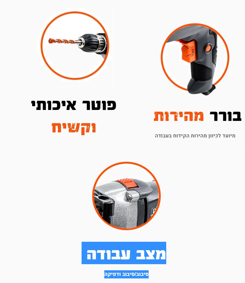 מקדחה עם גוף מאלומיניום 1000W דגם 100200-004 מבית Hunter