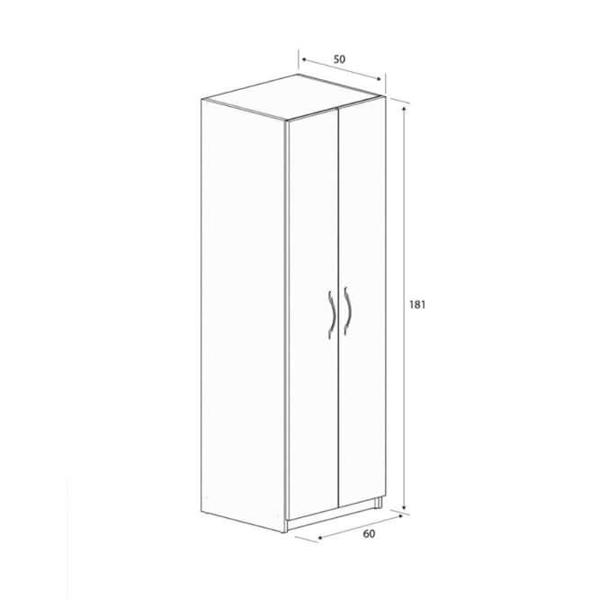 ארון שרות/בגדים 2 דלתות 5 מדפים דגם גילת 6107G מבית Double