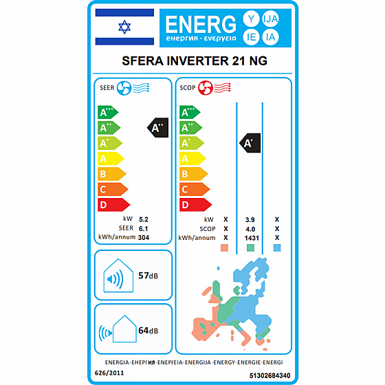 מזגן עילי Inverter NG דגם SFERA 21 מבית Tadiran מזגן עילי Inverter NG דגם SFERA 21 מבית Tadiran