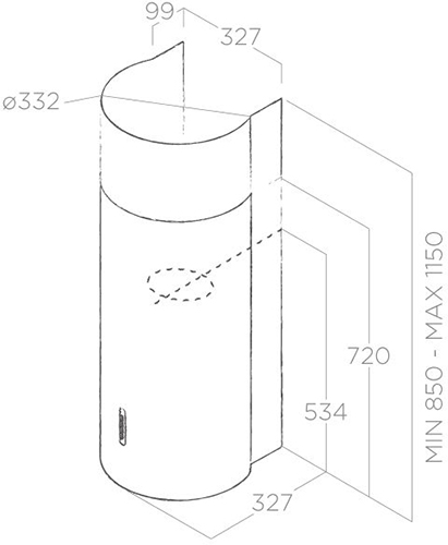 קולט צמוד קיר 33 ס"מ דגם STONE-IXA-33/WHA-33 מבית Elica קולט צמוד קיר 33 ס"מ דגם STONE-IXA-33/WHA-33 מבית Elica