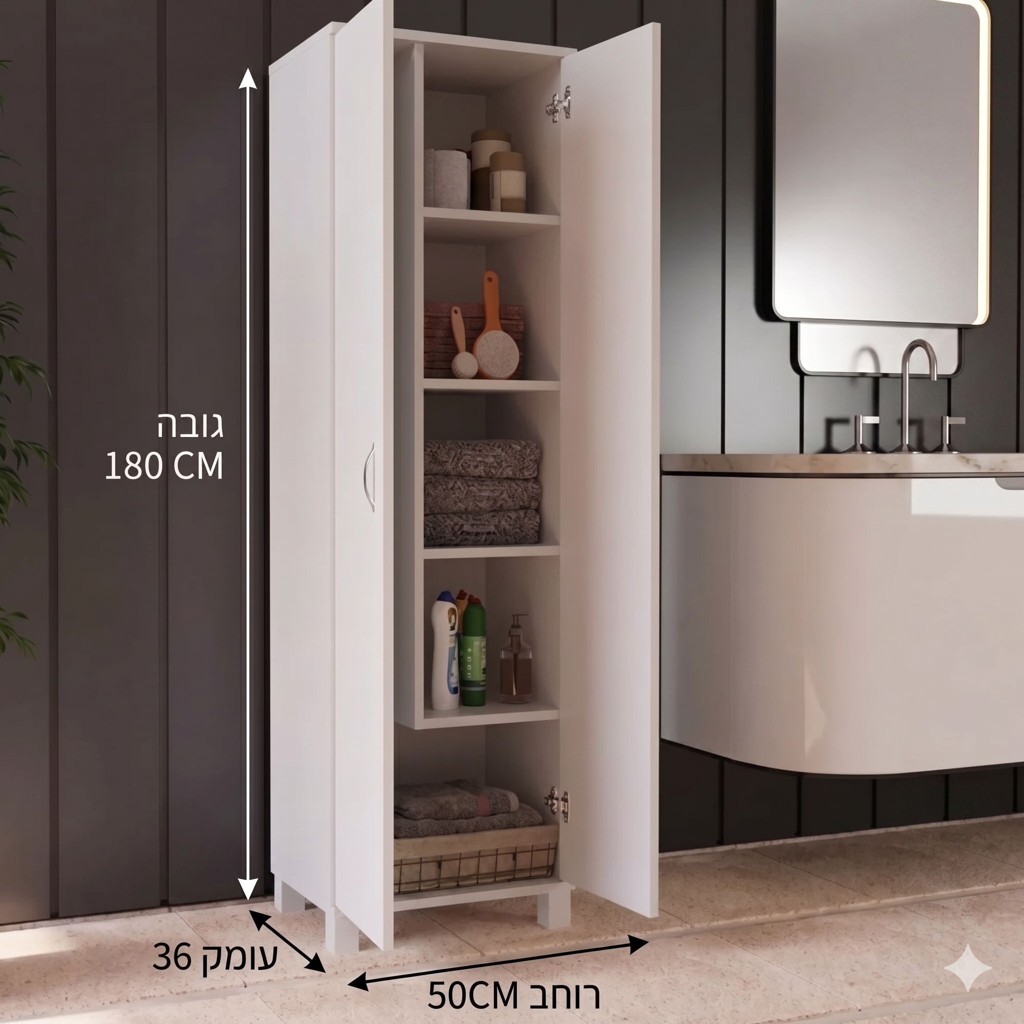 ארון שירות עם נישה למטאטא ומגב דגם אוליביה 6106 מבית Double ארון שירות עם נישה למטאטא ומגב דגם אוליביה 6106 מבית Double
