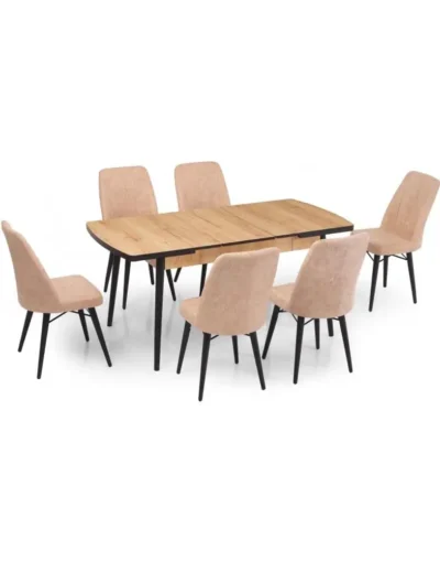 שולחן אוכל מלבני נפתח מעץ ו-4 כסאות דגם Viktoria מבית S.R