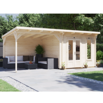 מחסן עץ עם גזיבו 6X3 עובי 45 ס"מ דגם Cabin מבית DunsterHouse
