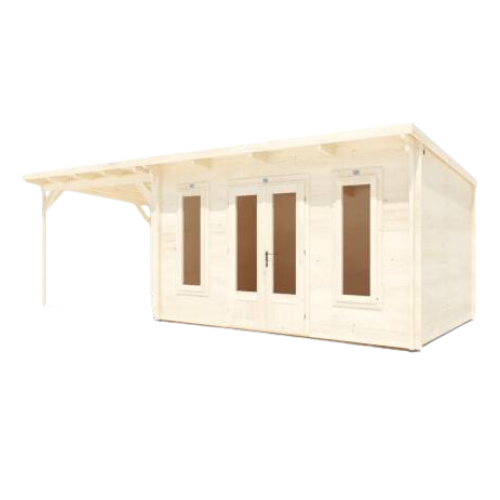 מחסן עץ עם גזיבו 7X3 עובי 45 ס"מ דגם Cabin מבית DunsterHouse