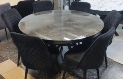 שולחן אוכל עגול נפתח בעיצוב חדשני כולל 6 כסאות דגם Moon מבית S.R