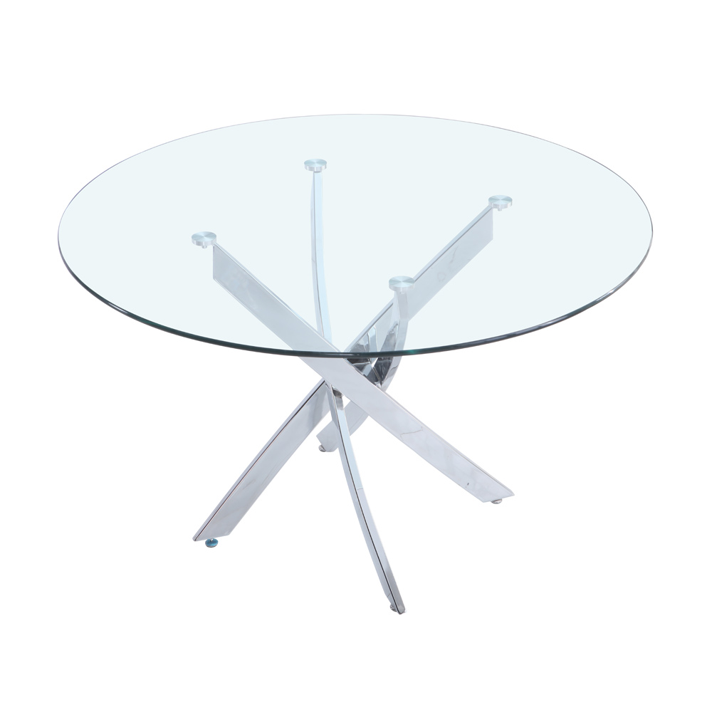 שולחן אוכל זכוכית עגול 120 ס"מ דגם ונציה מבית HOME DECOR