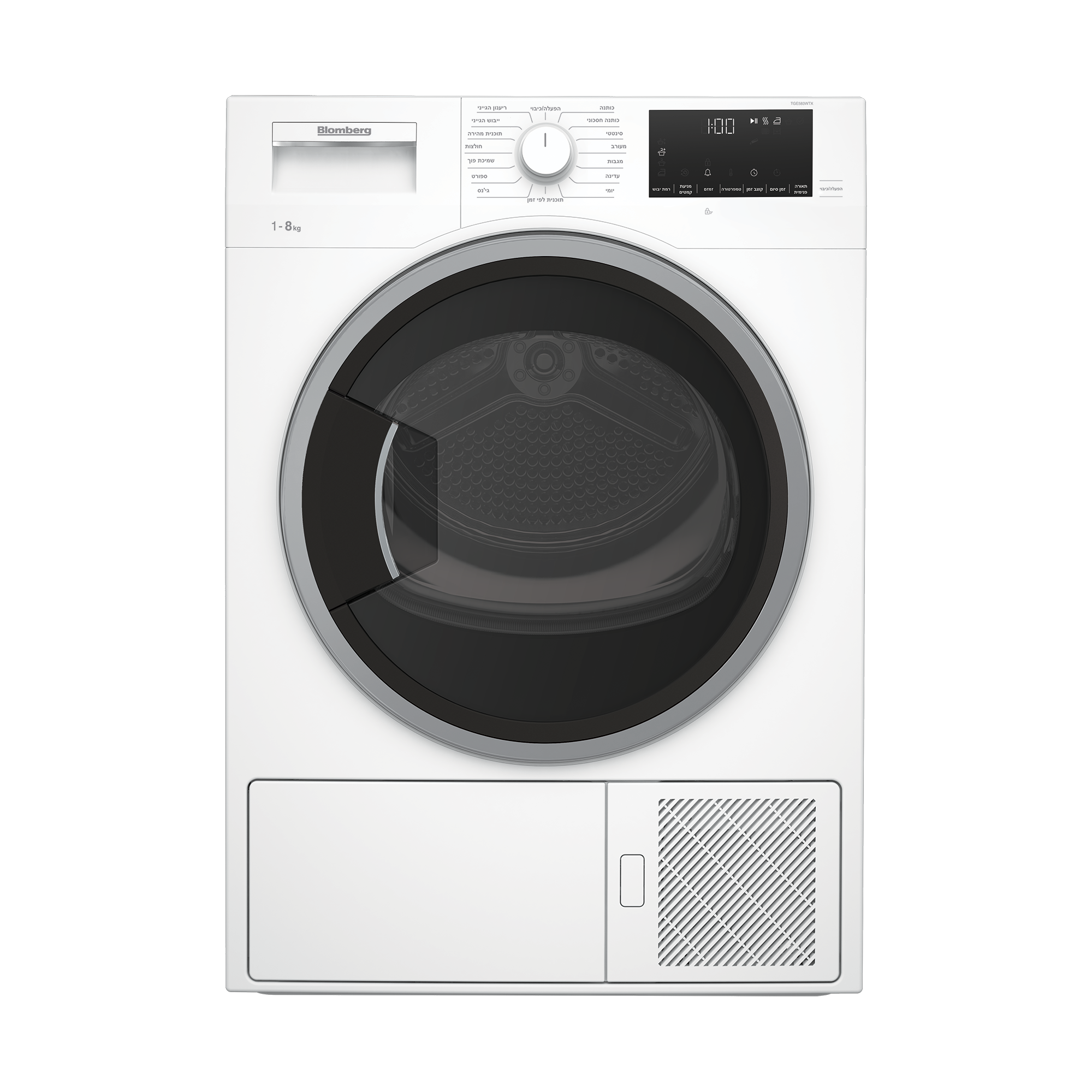 מייבש כביסה פתח חזית 8 ק"ג Heat-Pump דגם TGE583WTX מבית Blomberg מייבש כביסה פתח חזית 8 ק"ג Heat-Pump דגם TGE583WTX מבית Blomberg