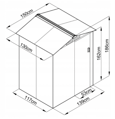 מחסן מתכת לגינה במידות 1.50X1.30 דגם XA1 מבית Garden Top