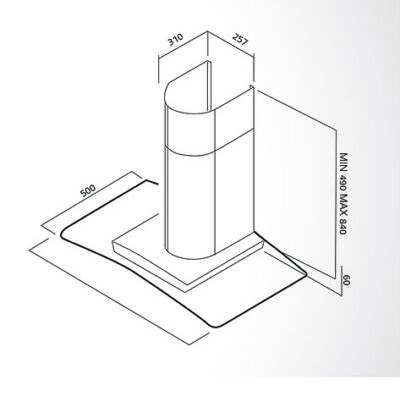 קולט אדים ארובה משולב זכוכית 60 ס"מ דגם BO144 60 BLK מבית Bompani