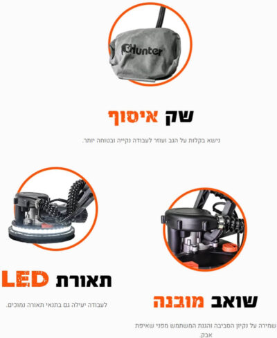 מלטשת קירות "9 750W עם שואב מובנה דגם 100500-012 מבית Hunter