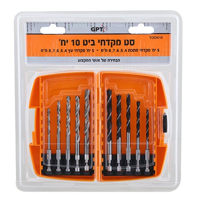 סט מקדחי ביט 4,5,6,7,8 מ"מ 10 יח' מבית GPT