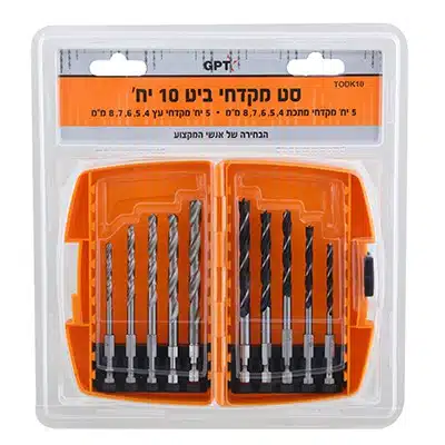סט מקדחי ביט 4,5,6,7,8 מ"מ 10 יח' מבית GPT סט מקדחי ביט 4,5,6,7,8 מ"מ 10 יח' מבית GPT