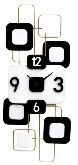 שעון קיר גדול בעיצוב קוביות שחור לבן מבית Tudo Design