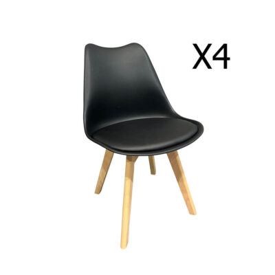 סט 4 כסאות עם רגלי עץ מלא לפינת אוכל דגם אקטיב מבית HOME DECOR
