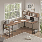 עמדת עבודה פינתית עם מדפים דגם Cansın Raflı מבית HOMAX