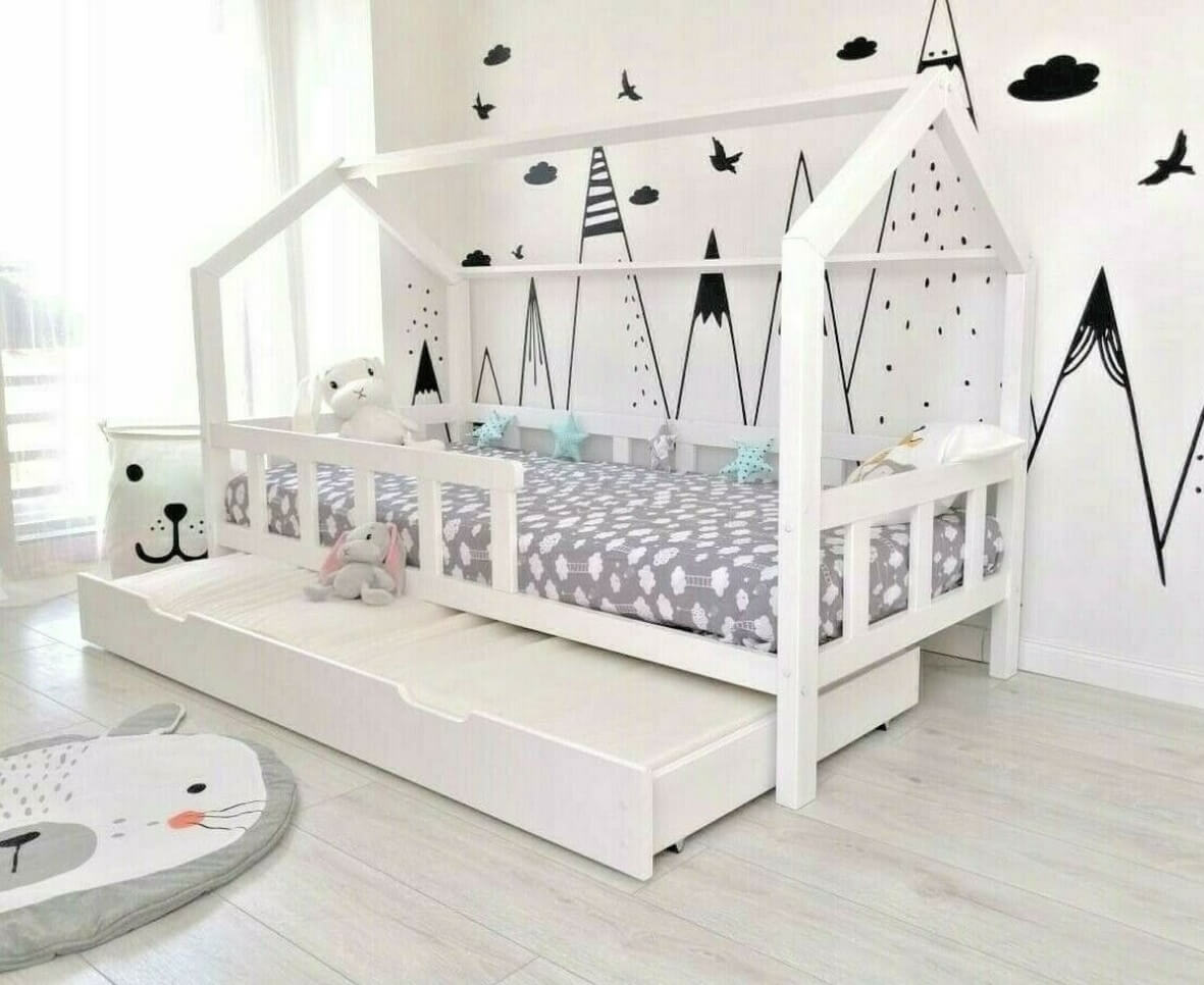 מיטת ילדים בצורת בית עם מיטת חבר ומזרנים דגם TEDDY מבית BRADEX
