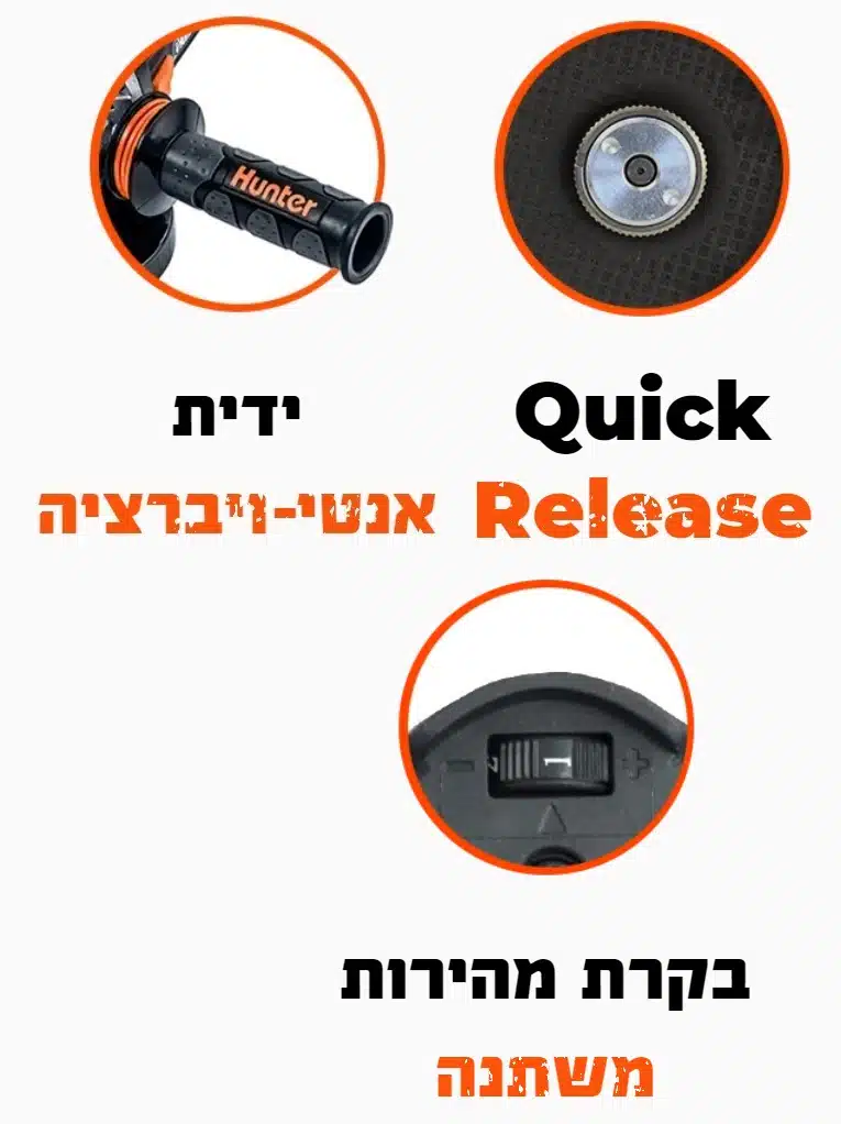 משחזת זוית 4.5" 1050W דגם 100411-018 מבית Hunter משחזת זוית 4.5" 1050W דגם 100411-018 מבית Hunter