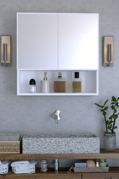ארונית אמבטיה לתליה עם מראה דגם הילטון מבית Tudo Design