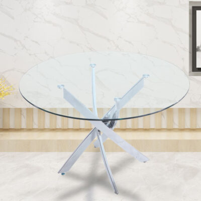 שולחן אוכל זכוכית עגול 120 ס"מ דגם ונציה מבית HOME DECOR