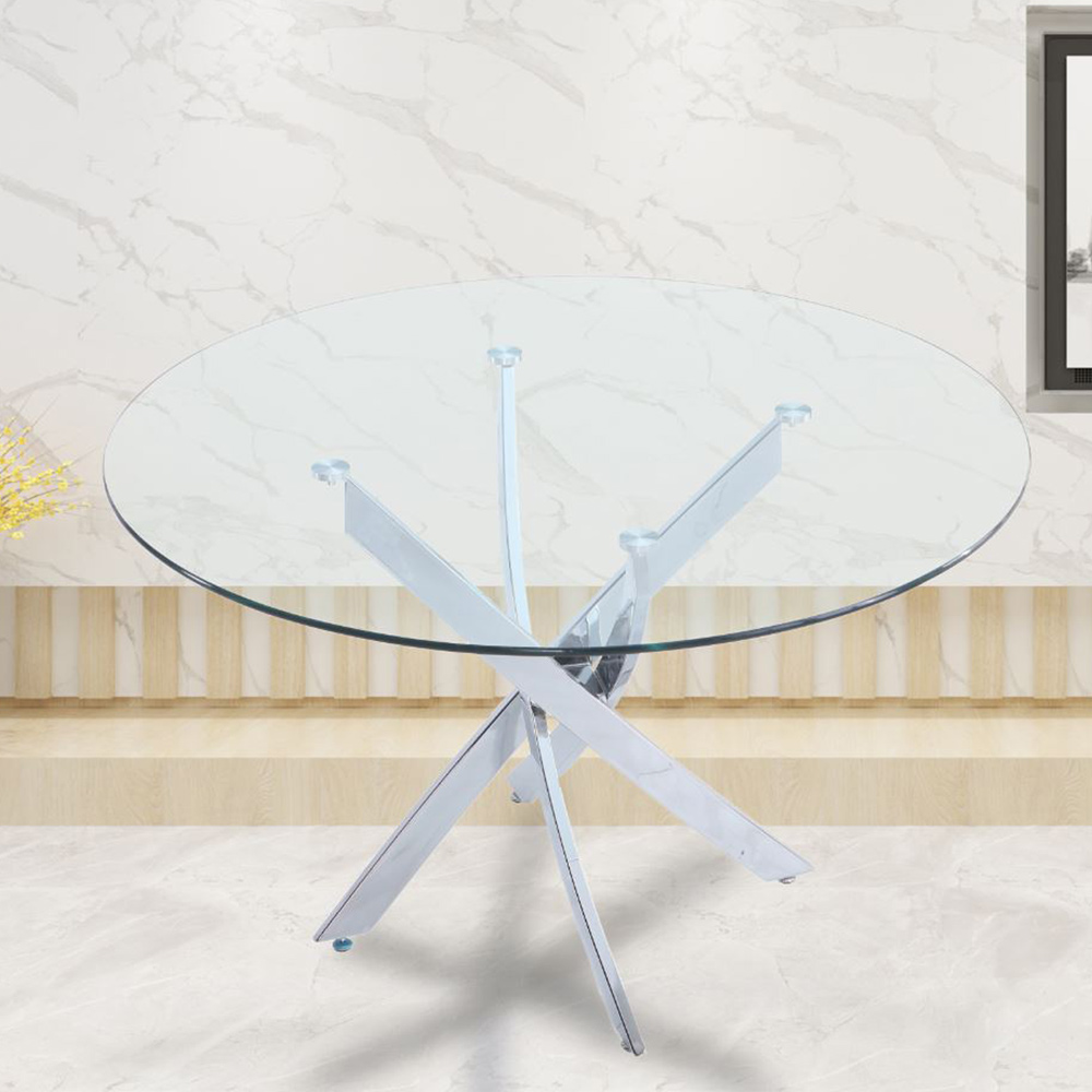שולחן אוכל זכוכית עגול 120 ס"מ דגם ונציה מבית HOME DECOR