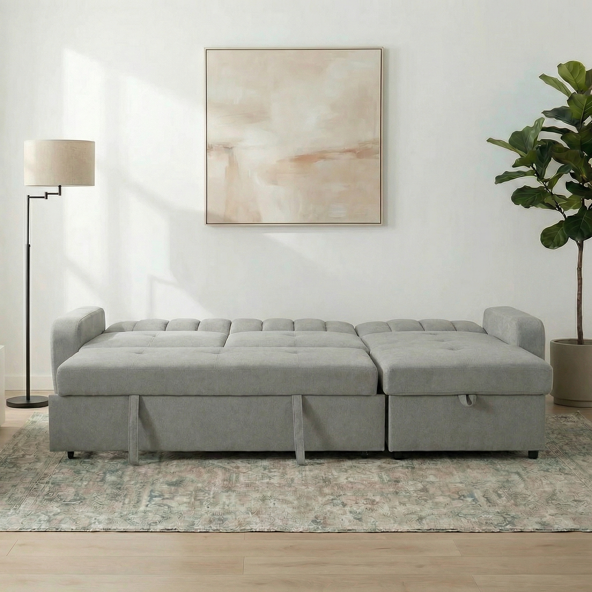 ספה פינתית נפתחת למיטה זוגית עם ארגז מצעים דגם יונית מבית HOME DECOR