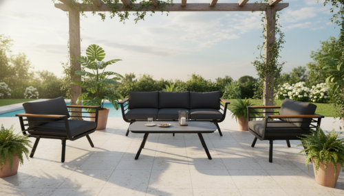 פינת ישיבה מאלומיניום 4 חלקים לגינה ולמרפסת דגם פורטו מבית PLAYA