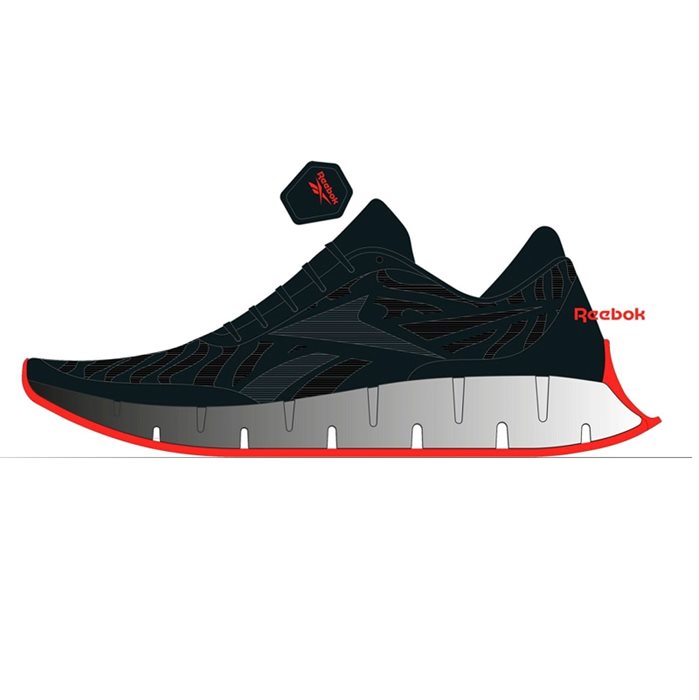 נעלי ריצה לבוגרים בצבע שחור/לבן דגם ZIG DYNAMICA מבית REEBOK