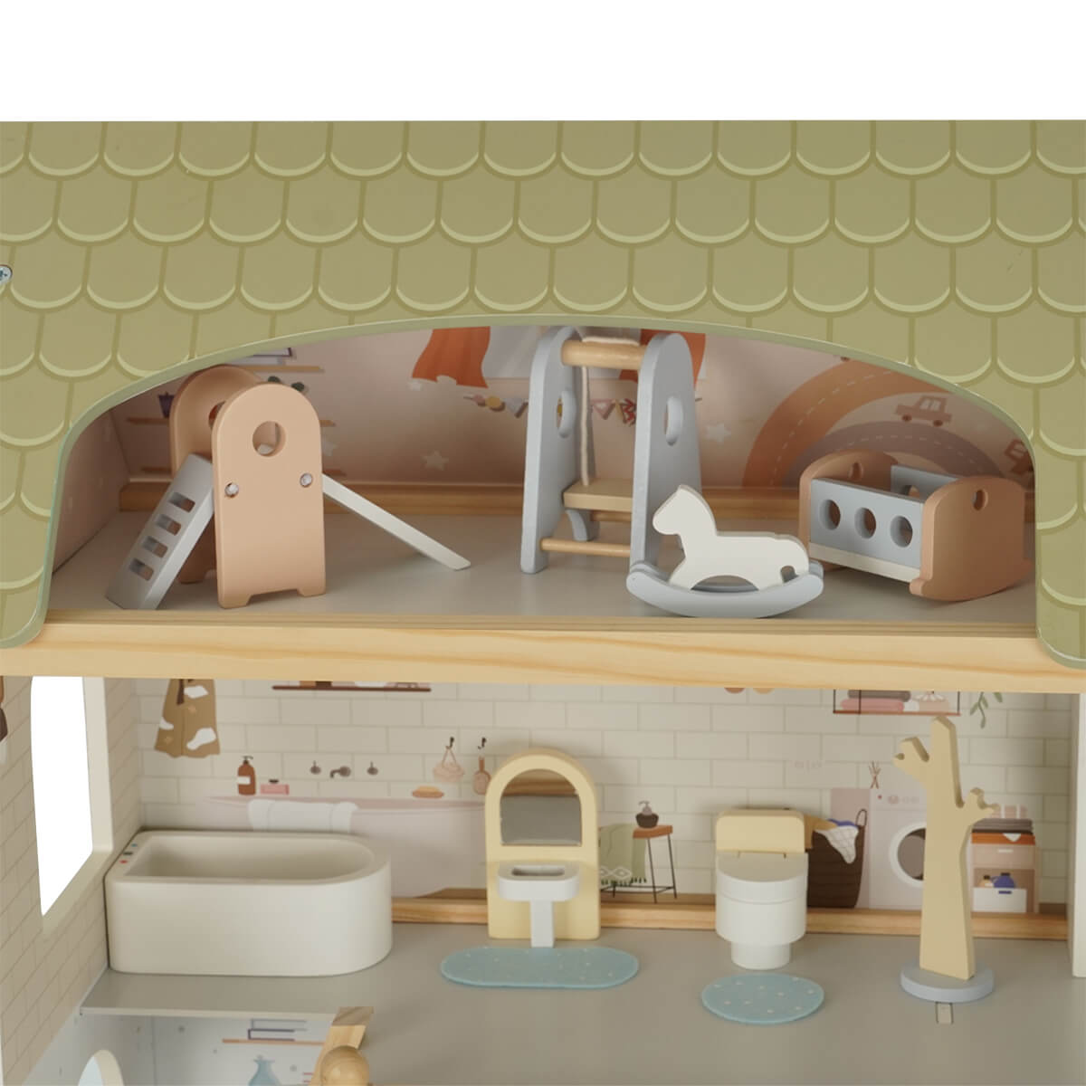בית בובות מאובזר וילה אורבנית מעץ – Urban Villa Doll House מבית Dainy's