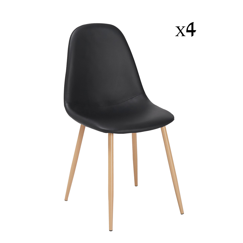 סט 4 כסאות אוכל מרופדים דמוי עור דגם כרמל מבית HOME DECOR