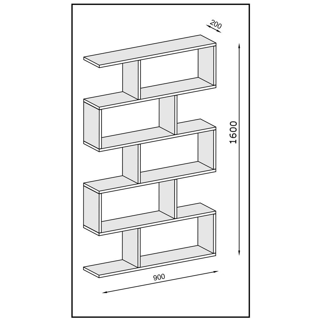 כוננית מדפים מעוצבת זיגזג דגם ורד שחור מבית Tudo Design
