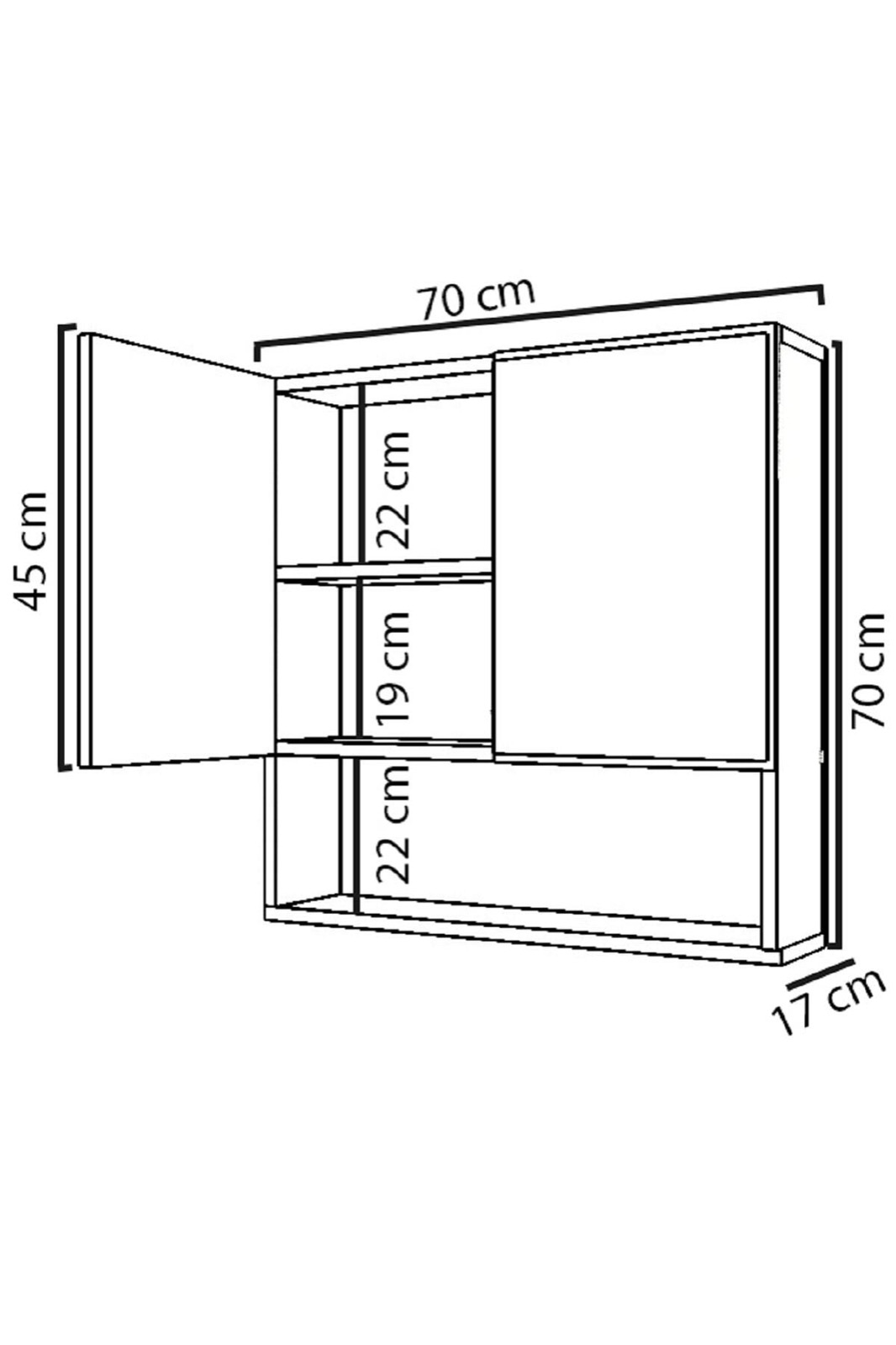 ארונית אמבטיה לתליה עם מראה דגם הילטון מבית Tudo Design