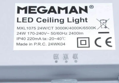 צמוד תקרה IP40 24W CCT קוטר 29 דגם JADY מבית Megaman
