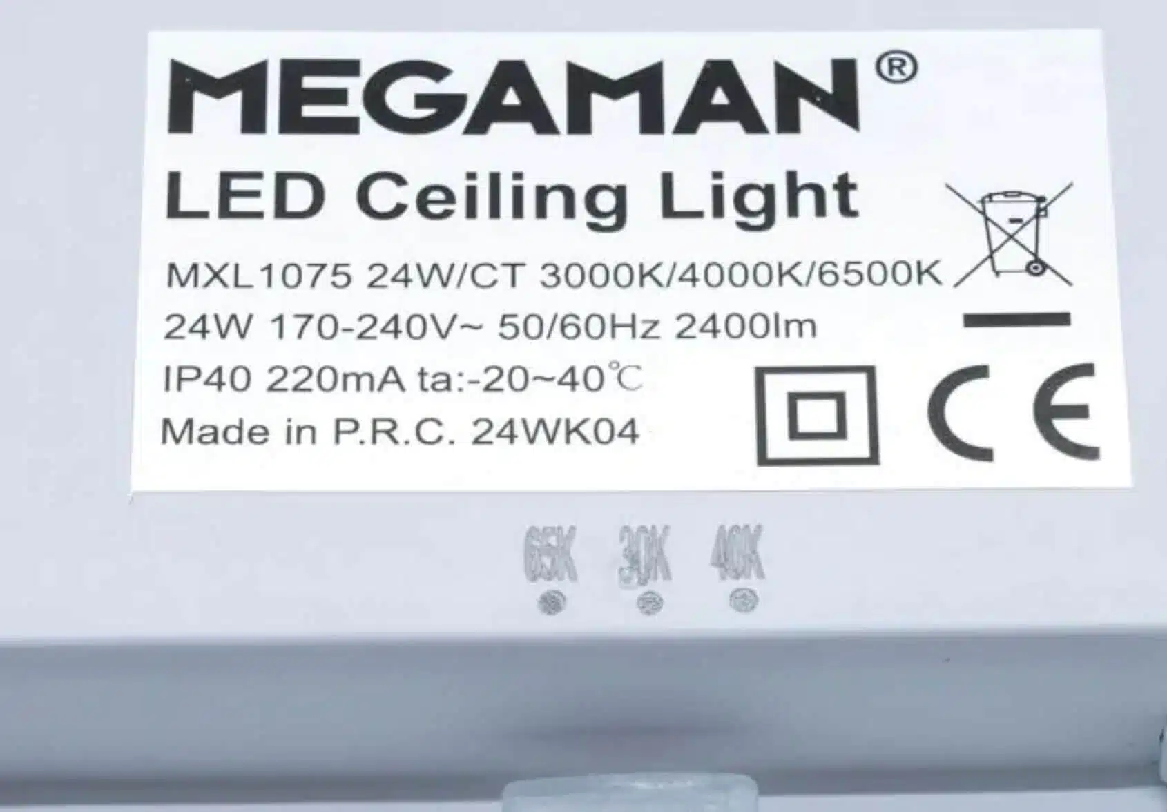 צמוד תקרה IP40 24W CCT קוטר 29 דגם JADY מבית Megaman