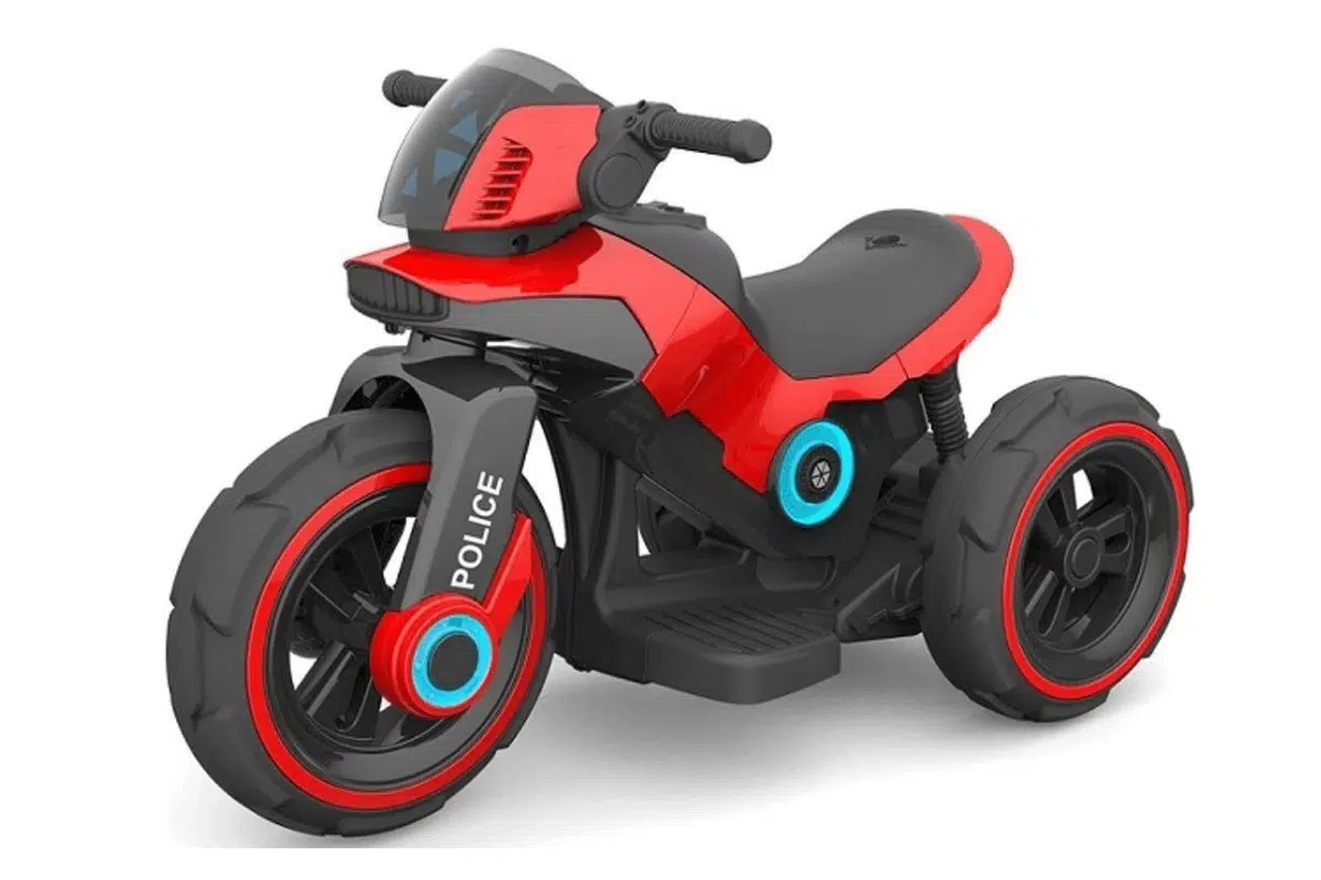 אופנוע ממונע מדליק לילדים פוליס POLICE 6V עם 3 גלגלים במגוון צבעים לבחירה
