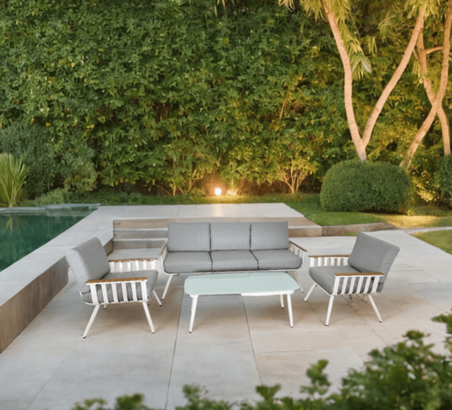 מערכת ישיבה אלומיניום לגינה 4 חלקים דגם צרפת מבית Playa