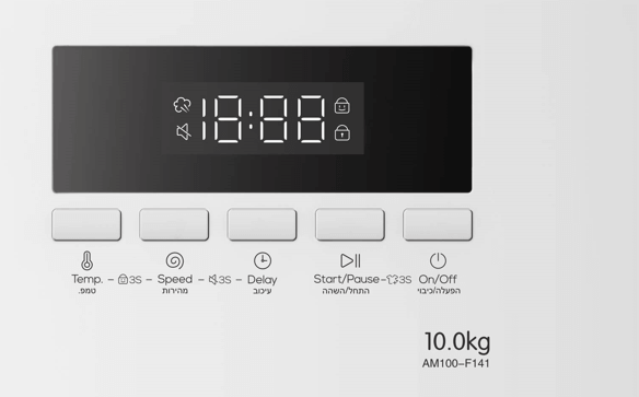 מכונת כביסה פתח חזית 10 ק"ג דגם AM100-F141 מבית AMBASSADOR