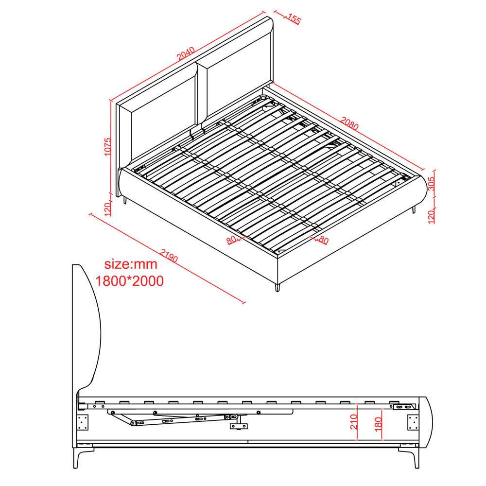 מיטה זוגית מעוצבת עם ארגז מצעים דגם מליסה מבית HOME DECOR