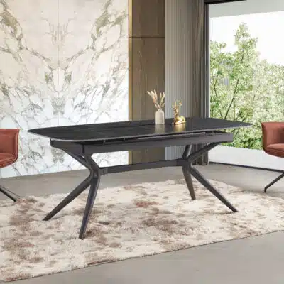 שולחן אוכל אבן קרמית נפתח 1.8–2.4 מטר דגם חץ מבית HOME DECOR