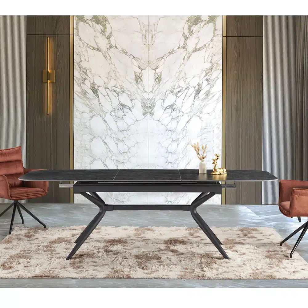 שולחן אוכל אבן קרמית נפתח 1.8–2.4 מטר דגם חץ מבית HOME DECOR שולחן אוכל אבן קרמית נפתח 1.8–2.4 מטר דגם חץ מבית HOME DECOR