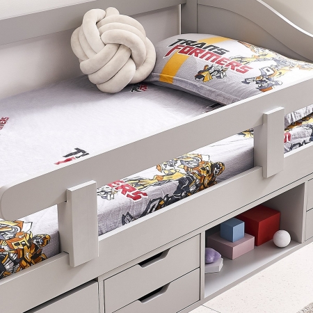 מיטת ילדים עם מגירות אחסון מעקה בטיחות ומזרן דגם BRAVO מבית BRADEX מיטת ילדים עם מגירות אחסון מעקה בטיחות ומזרן דגם BRAVO מבית BRADEX