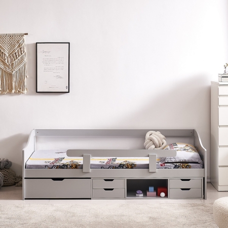 מיטת ילדים עם מגירות אחסון מעקה בטיחות ומזרן דגם BRAVO מבית BRADEX מיטת ילדים עם מגירות אחסון מעקה בטיחות ומזרן דגם BRAVO מבית BRADEX