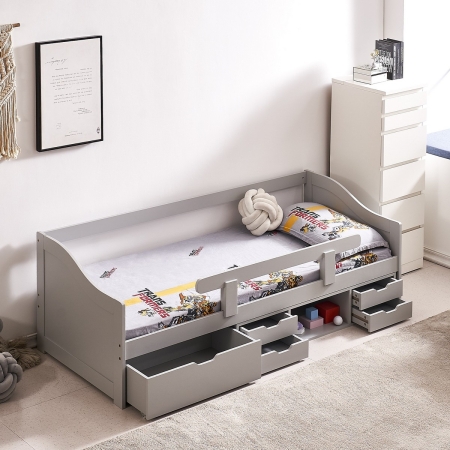 מיטת ילדים עם מגירות אחסון מעקה בטיחות ומזרן דגם BRAVO מבית BRADEX מיטת ילדים עם מגירות אחסון מעקה בטיחות ומזרן דגם BRAVO מבית BRADEX